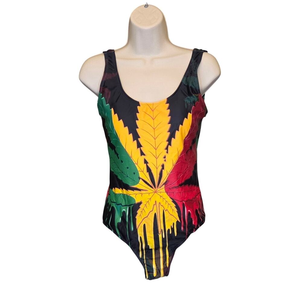 Fire Bathing Suit with a Big Leaf